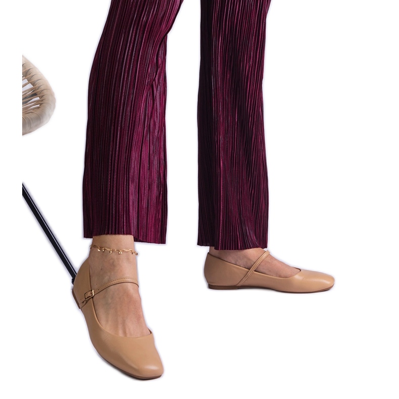 Balerini bej cu catarame din piele ecologica Balerini bej cu catarame din piele ecologica