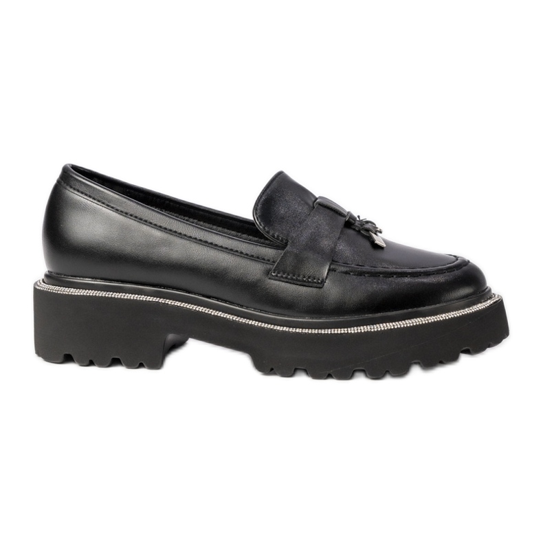 Femei Eco Eco Shears Black Loafers cu Frendzla negru Femei Eco Eco Shears Black Loafers cu Frendzla negru