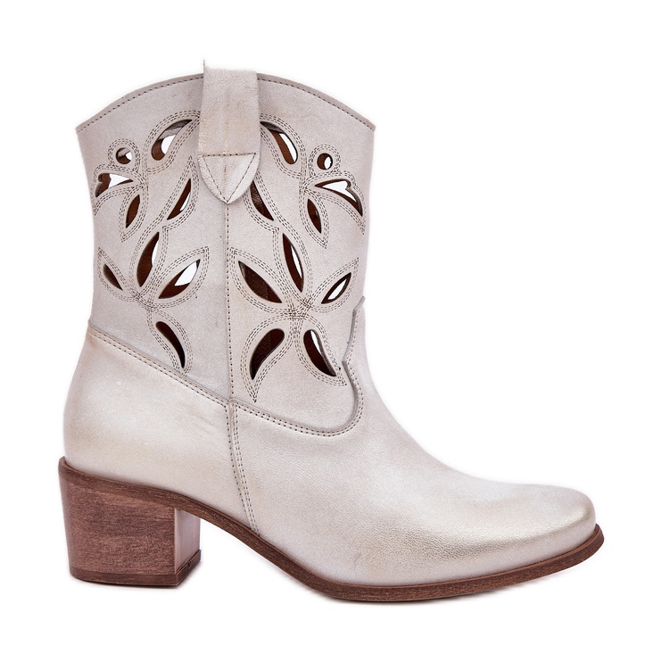 Openwork din piele înaltă Zazoo 3621 Zloty șters de aur