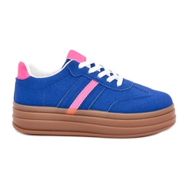 Adidași pentru femei pe platforma albastru-roz