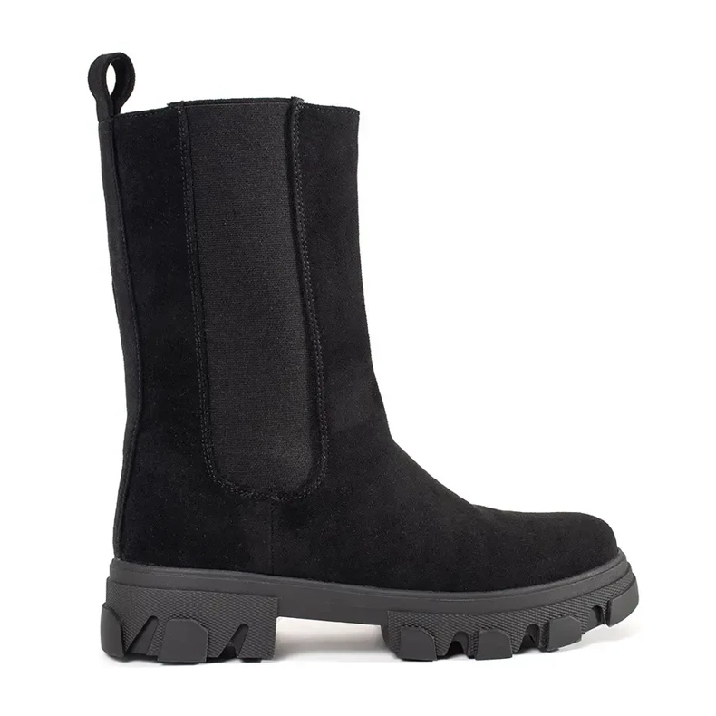 Cizme Chelsea din piele de căprioară neagră negru