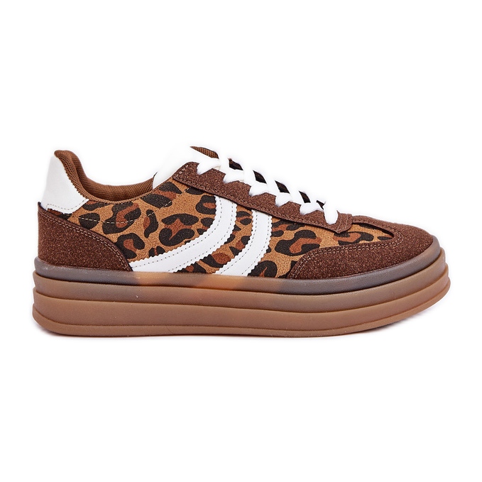 Adidași eleganți de leopard pe platforma maro