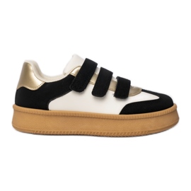 Adidași pentru femei cu inserții metalice alb -negru Adidași pentru femei cu inserții metalice alb -negru