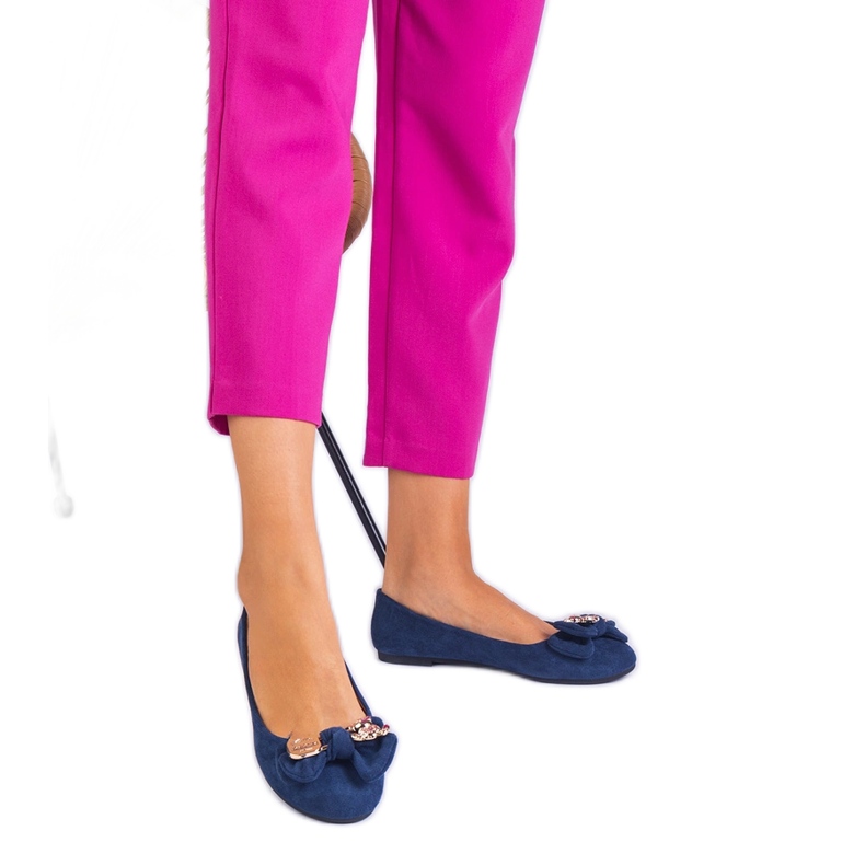 Ballerine clasice ale Marinei cu arc albastru