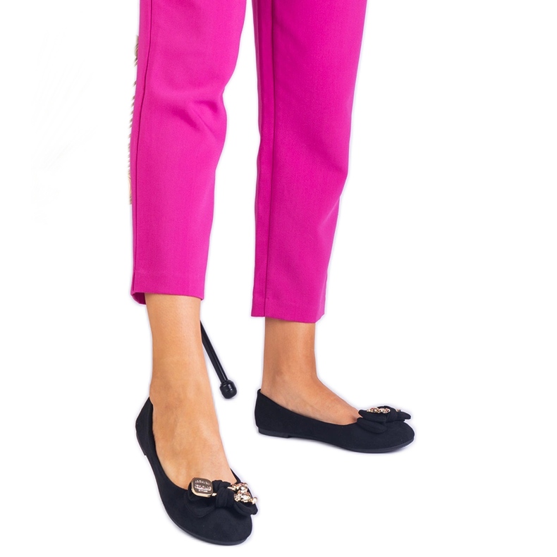 Balerine clasice negre cu arc negru