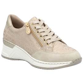 Pantofi pentru femei adidași pe panouri confortabile Beige Rieker N4316 bej