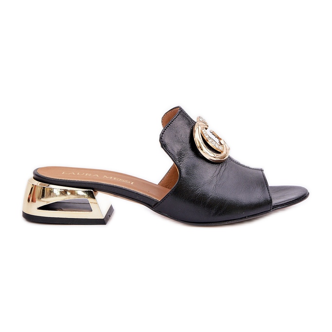 Elegant din piele scăzută pentru femei, Laura Messi 2874 Negru Elegant din piele scăzută pentru femei, Laura Messi 2874 Negru