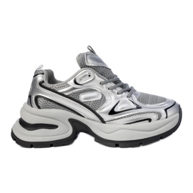Adidași sportivi gri-argintii pentru femei
