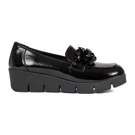 Goodin Mocasinele cu pană neagră cu un ornament negru Goodin Mocasinele cu pană neagră cu un ornament negru
