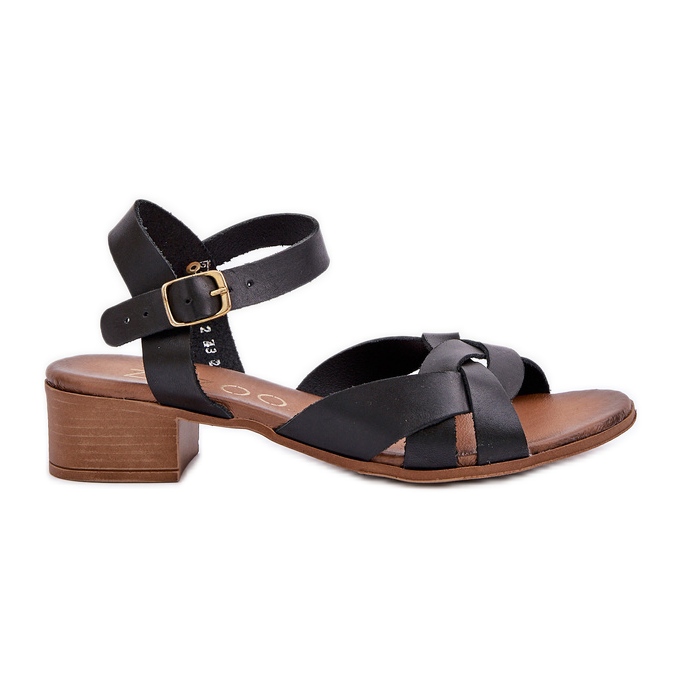 Sandale din piele cu un călcâie delicată Zazoo 40372 Negru