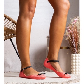 D/GMR Ballerine pentru femei Pink cu cauciuc cu un arc și un fermoar Heather roz