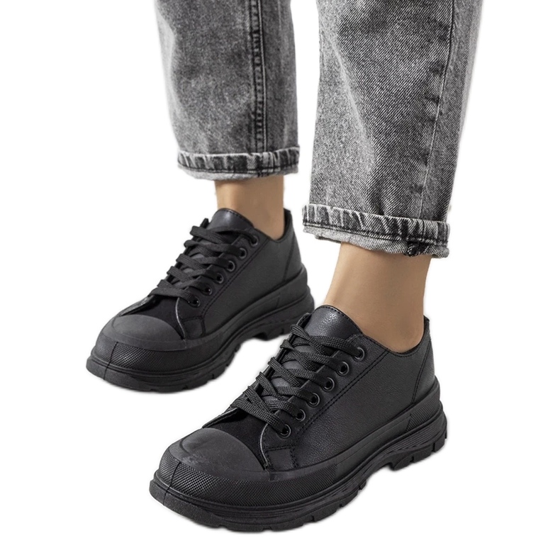 D/GMR Adidași negri pe o talpă groasă Nurbik negru