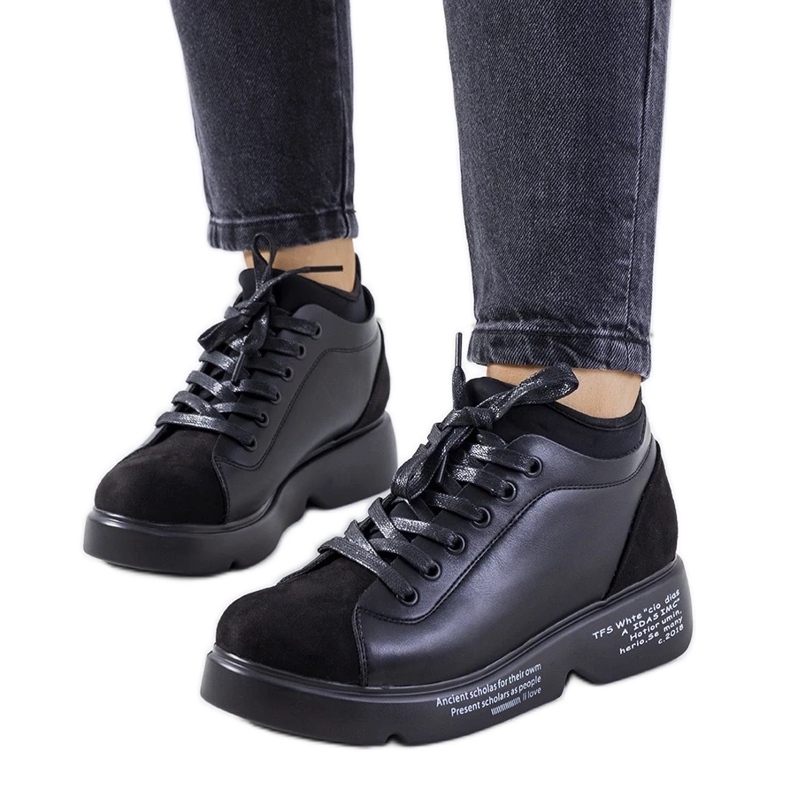 D/GMR Tenisi negri cu toc de la Ambly negru D/GMR Tenisi negri cu toc de la Ambly negru