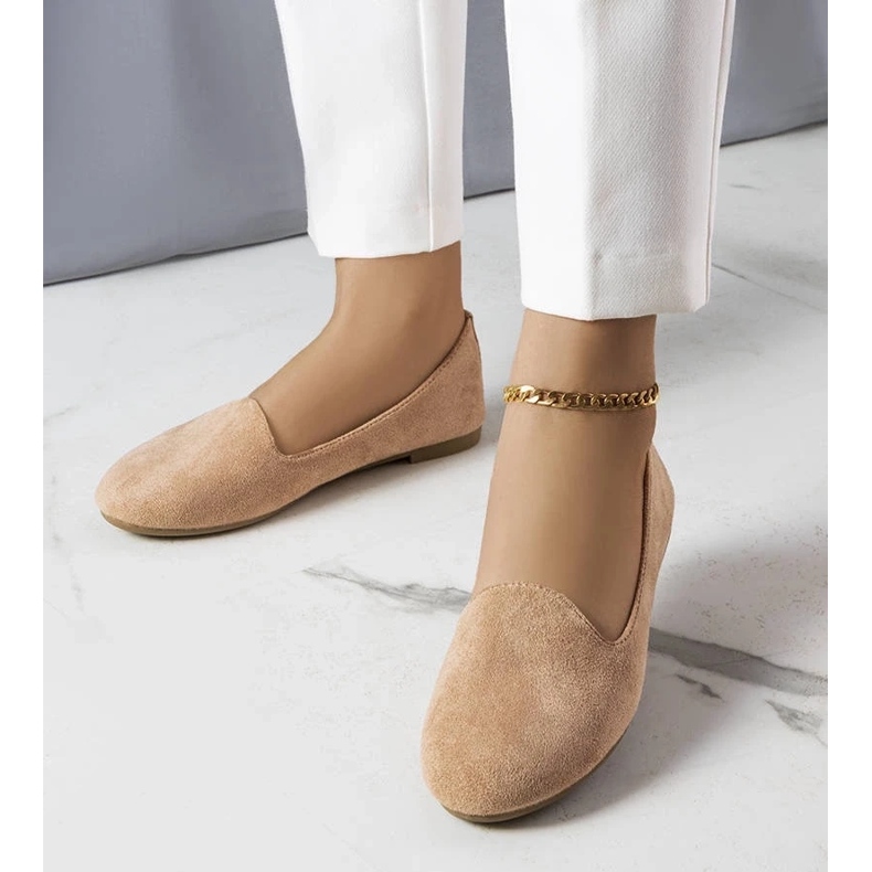 D/GMR Balerini din piele ecologică Marion bej