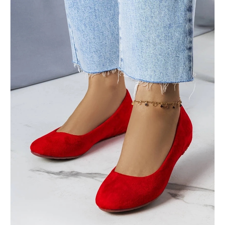 D/GMR Balerini roșii cu pană joasă de la Sylvia roșu