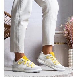 D/GMR Adidași gri adidași pentru femei cu șiruri galbene arcobaleno