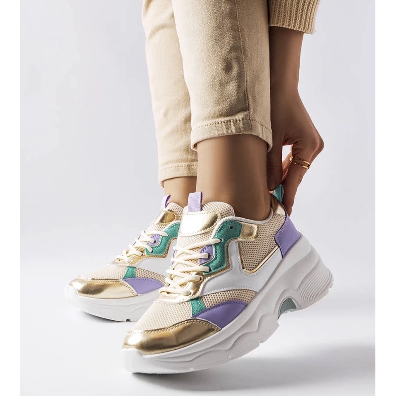 D/GMR Adidași de damă albi și aurii de la Séguin de aur