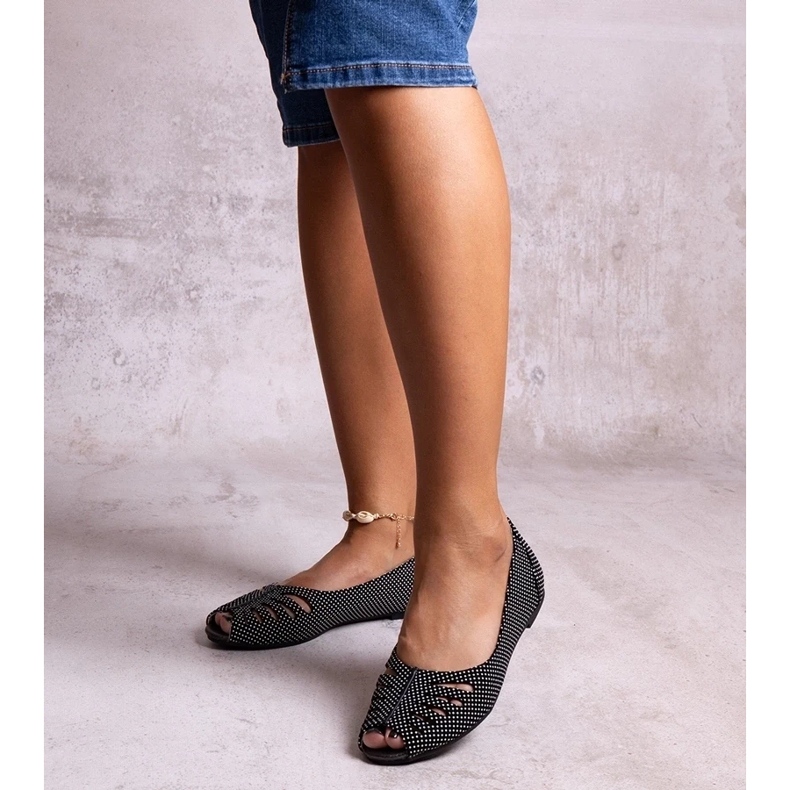 D/GMR Balerini negri cu buline cu decupaj de la Laforge negru D/GMR Balerini negri cu buline cu decupaj de la Laforge negru