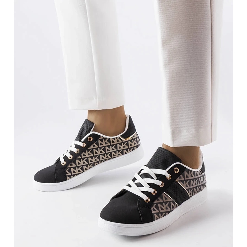 D/GMR Tenisi negri decorati cu monograma Bolduc negru