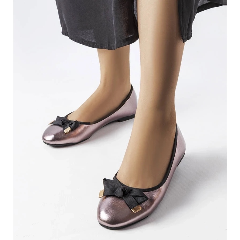 D/GMR Balerini argintii metalici cu fundita Boro D/GMR Balerini argintii metalici cu fundita Boro