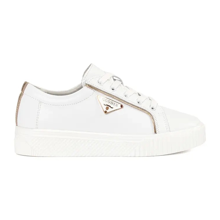 Goodin Adidași albi din piele pe o talpă groasă