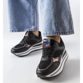 D/GMR Adidași negri pe talpa groasă Ethel negru