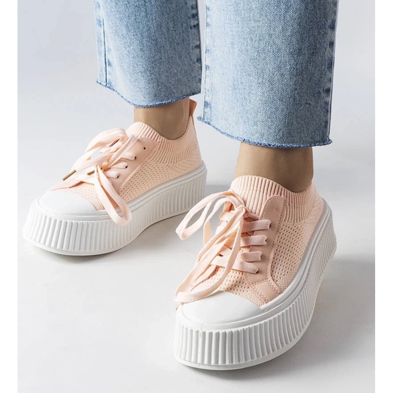 D/GMR Tenisi roz din material textil pe platforma Mallus