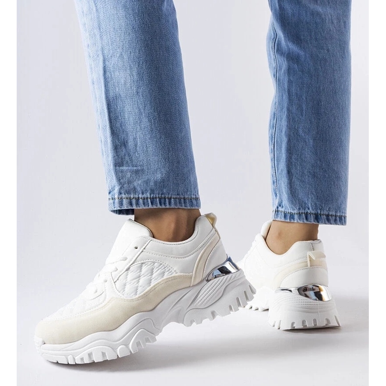 D/GMR Tenisi albi cu inserție argintie de la Esquibel