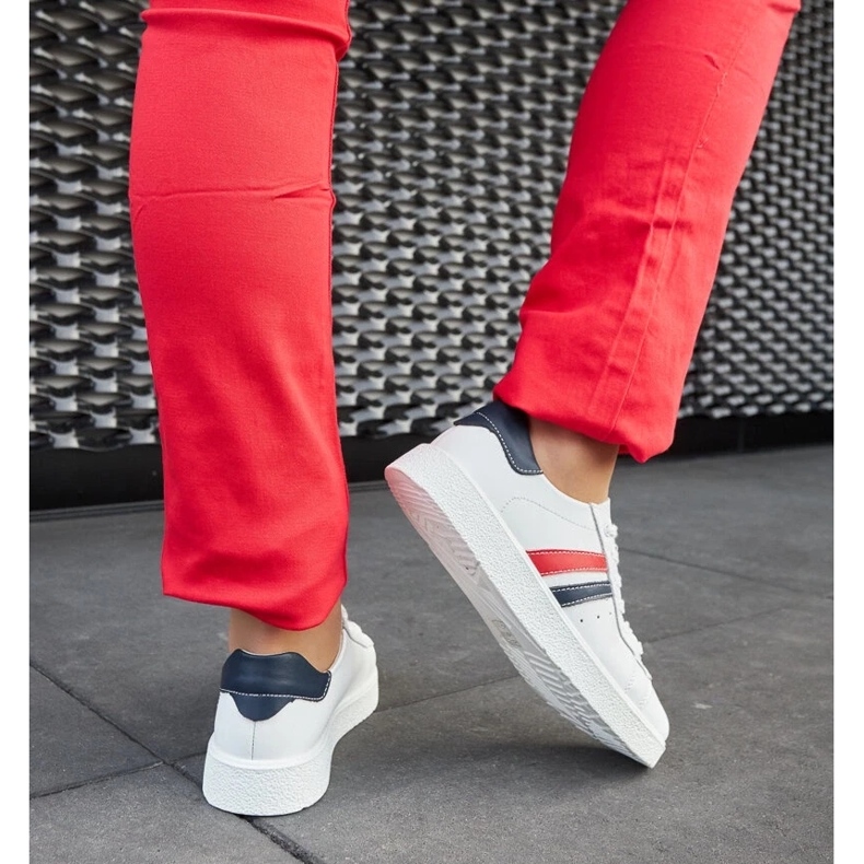 D/GMR Tenisi Camilla din piele albă cu șireturi