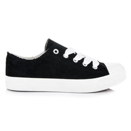 Ideal Shoes Adidași din velur negru Ideal Shoes Adidași din velur negru