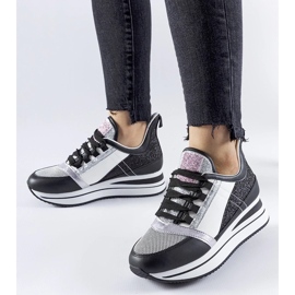 D/GMR Tenisi negri cu sclipici pe platforma Marce negru