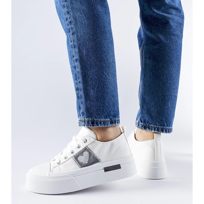 D/GMR Adidași cu platformă Lawton albi și argintii