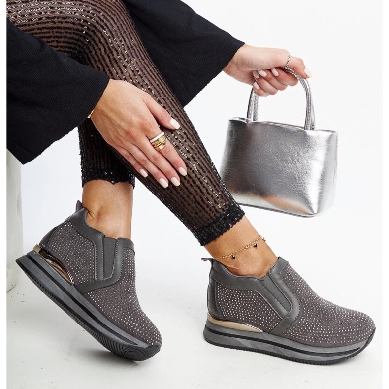 D/GMR Tenisi cu pană Cadelaria gri închis D/GMR Tenisi cu pană Cadelaria gri închis