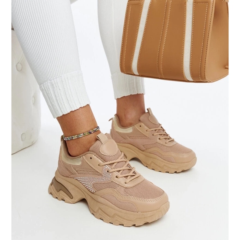 D/GMR Adidași cu platformă maro decorați cu zirconi Maras D/GMR Adidași cu platformă maro decorați cu zirconi Maras