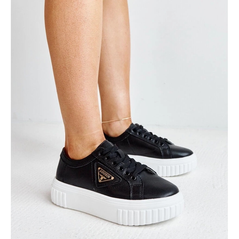 Adidași din piele neagră pe talpa groasă Attia negru Adidași din piele neagră pe talpa groasă Attia negru