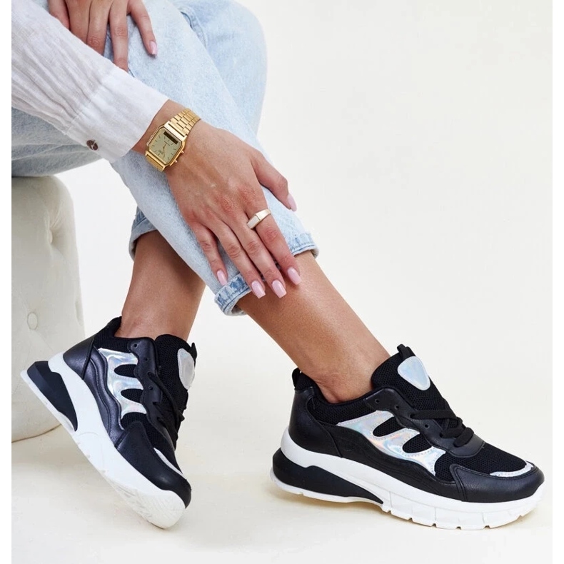 Tenisi negri cu talpa groasa Matea negru