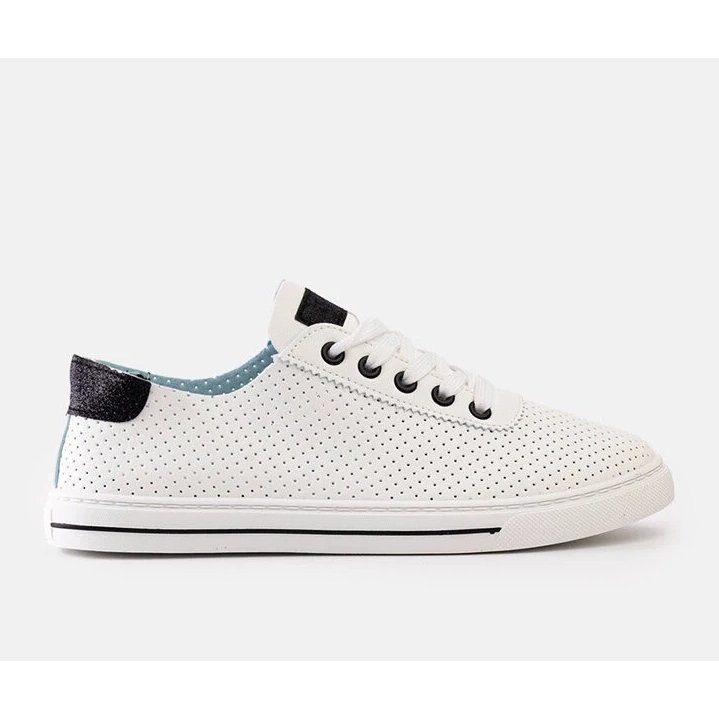 Adidași albi perforați albi din dantelă -adidași