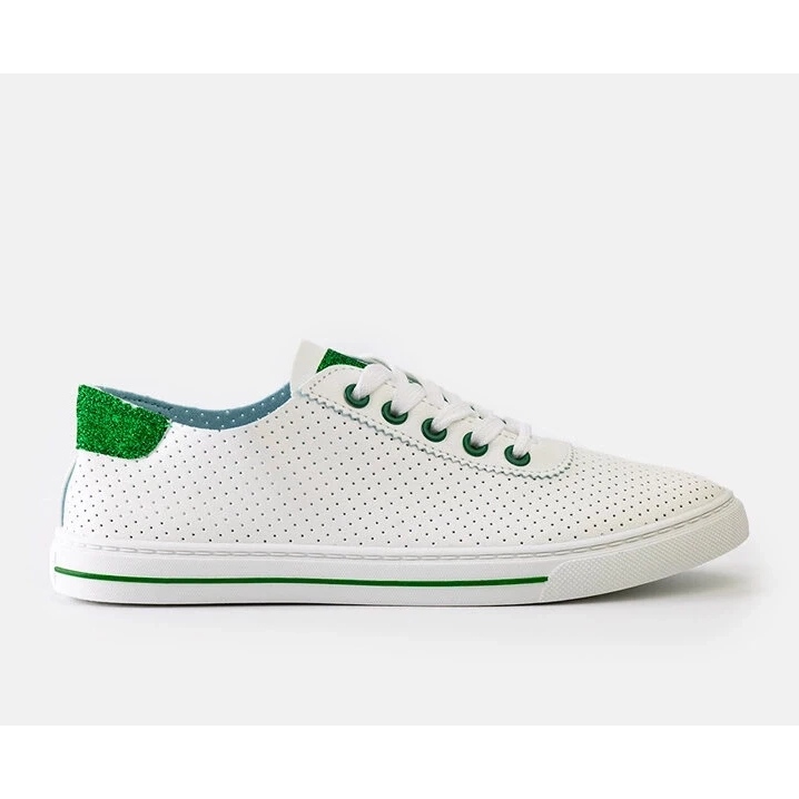 Adidași albi perforați albi din dantelă -adidași