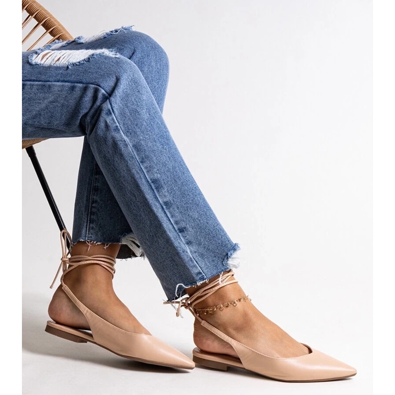 D/CEO Balerini bej legati din piele ecologica Batra