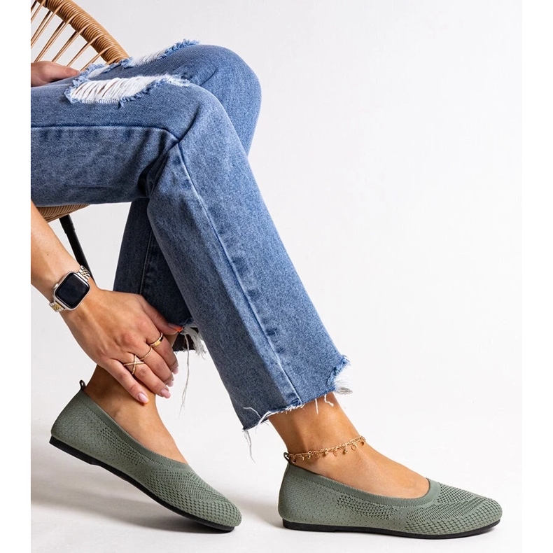 D/CEO Balerini din material verde de la Yafia D/CEO Balerini din material verde de la Yafia