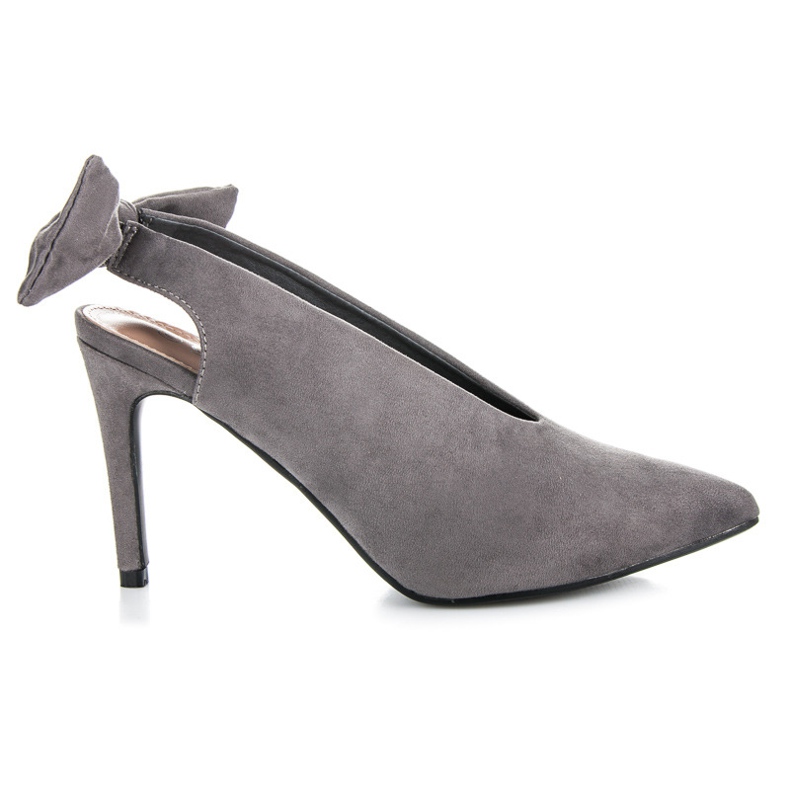 Cm Paris Pompe din piele intoarsa cu fundita gri