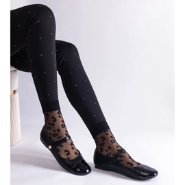 D/CEO Balerini negri cu vârf lacuit, prinși cu Velcro Jaures negru