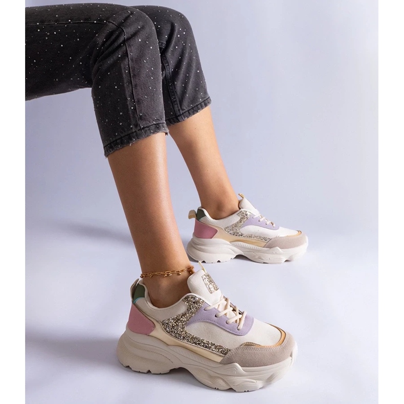 D/CEO Adidași multicolori cu inserții Clorinda cu sclipici