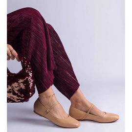 D/CEO Balerini bej cu catarame din piele ecologică Kamelia