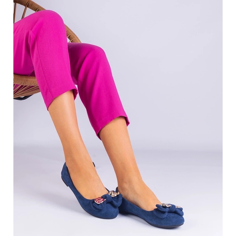 D/CEO Ballerine clasice ale Navy cu un arc Masol