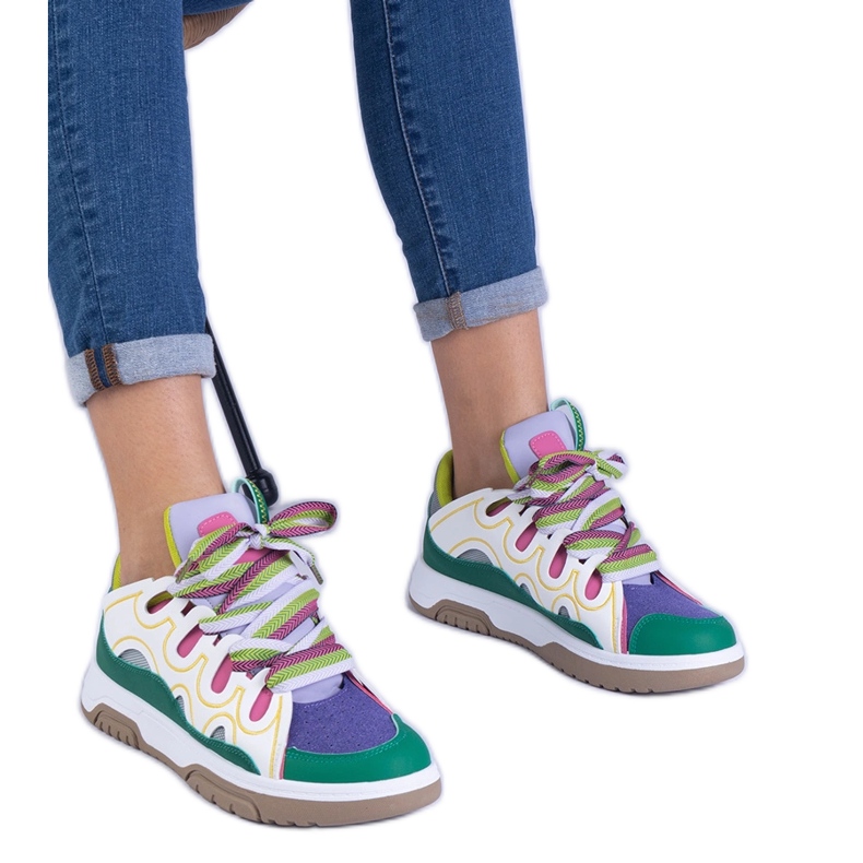 Adidași pentru femei verzi cu dantelă decorativă verde
