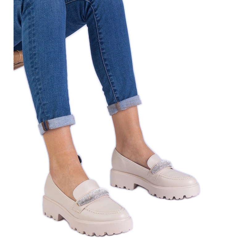 Plăcile pentru femei bej decorate cu zirconi