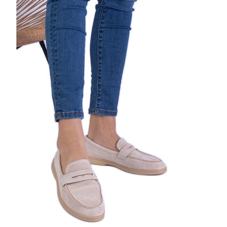 Beige Classic Openwork Loafers de la Ekozamsz bej