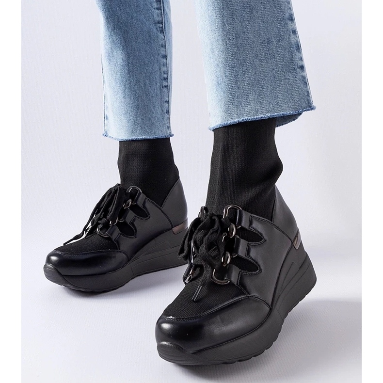 D/CEO Cizme negre Rochon cu pană negru D/CEO Cizme negre Rochon cu pană negru