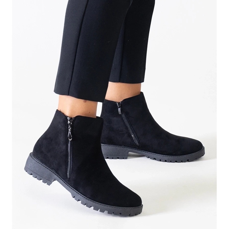 D/CEO Botine negre cu inserții metalice, din piele ecologică Branda negru